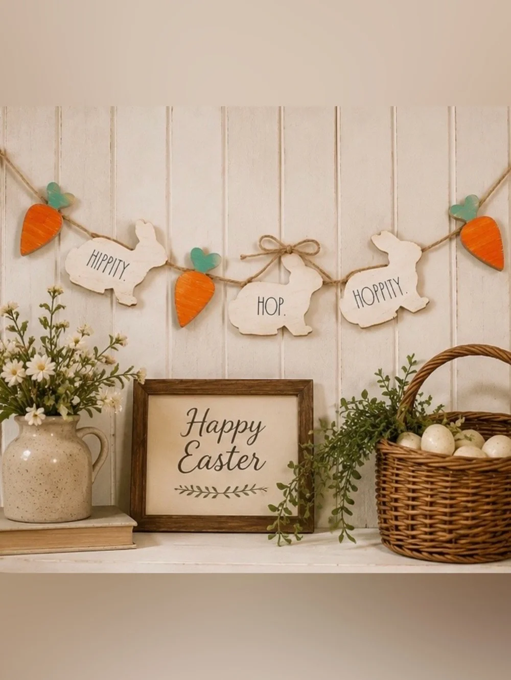 Rae Dunn Easter Bunny Garland Hoppity Hoppity Hop Decor